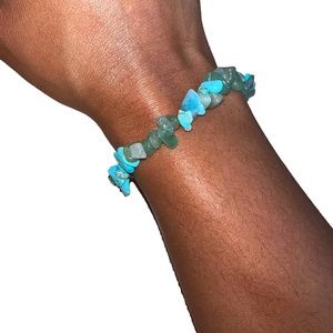 Handmade Teal & Blue Seashore Crystal Bracelet, M